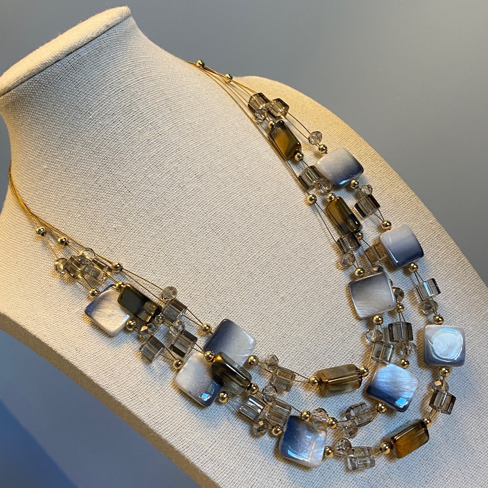 Elegant Multi-Strand Gold and Silver Necklace - Picture 3 of 4